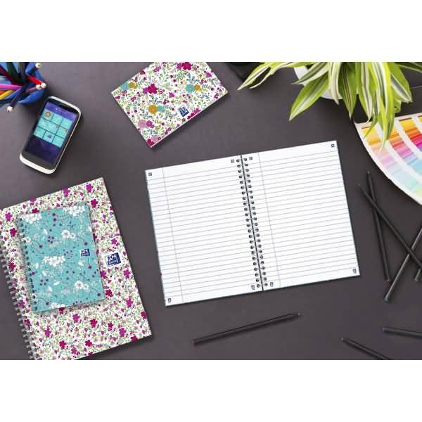 Spiralbuch ForMe Floral B5 60 Blatt liniert Designs sortiert