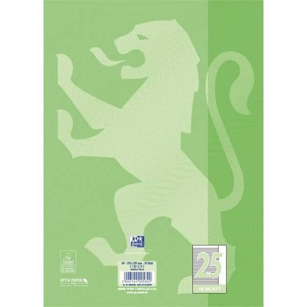 Schulheft Touch A4 Lineatur 25 16 Blatt 90g/qm Optik Paper grasgrün