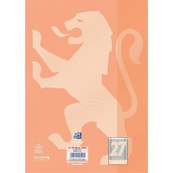 Schulheft Touch A4 Lineatur 27 16 Blatt 90g/qm Optik Paper koralle