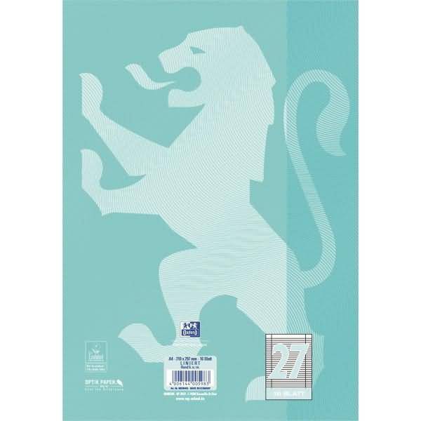 Schulheft Touch A4 Lineatur 27 16 Blatt 90g/qm Optik Paper aqua