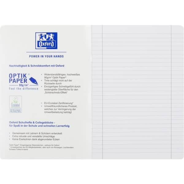 Schulheft Touch A4 Lineatur 27 16 Blatt 90g/qm Optik Paper aqua
