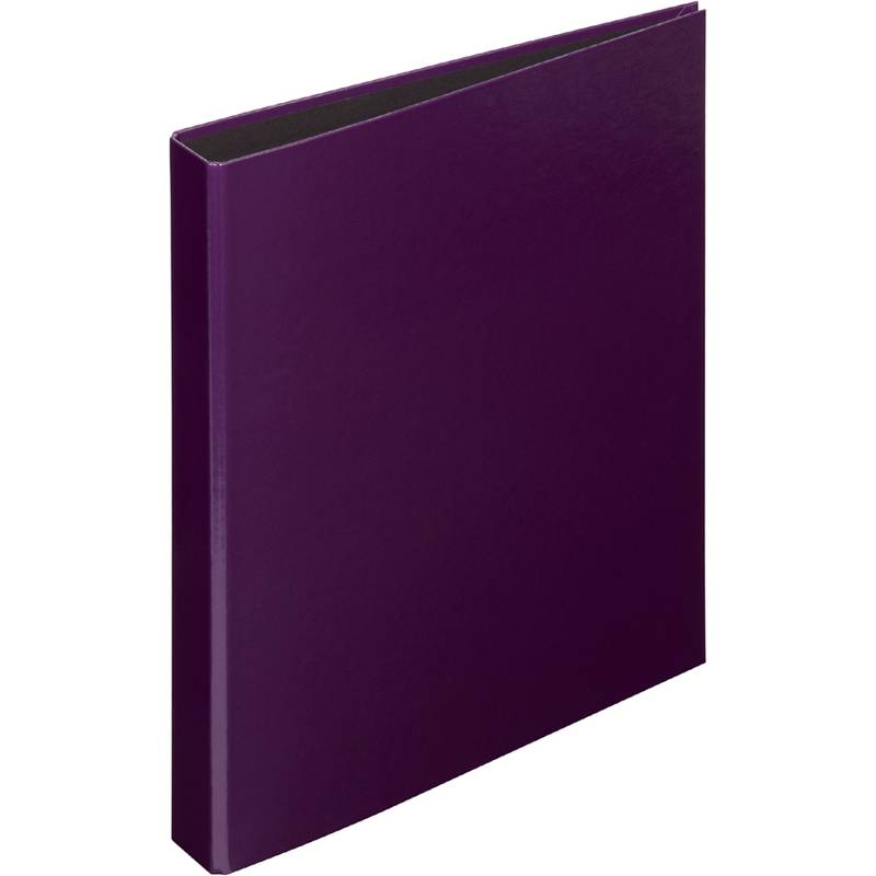 Violetter Hardcover-Ordner oder Portfolio, geschlossen auf weißem Hintergrund stehend.