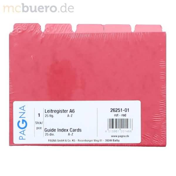 Leitregister A6 A-Z Pressspan rot