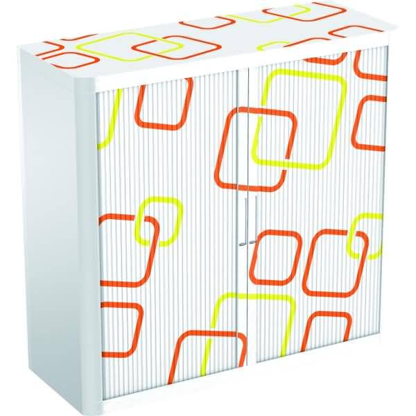 Rollladenschrank easyoffice BxTxH 86x37,5x104cm Motiv geometrisch rot 2