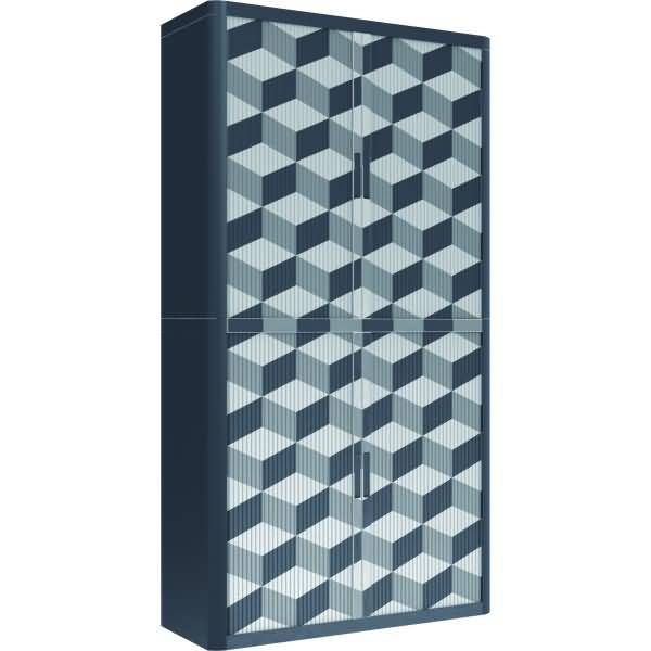 Rollladenschrank easyoffice BxTxH 86x37,5x204cm Motiv geometrisch grau 2