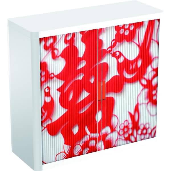 Rollladenschrank easyoffice BxTxH 86x37,5x104cm Motiv Grafic rot