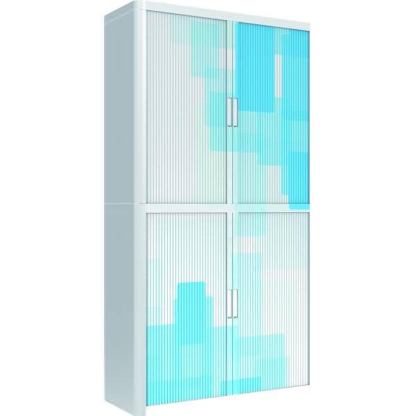 Rollladenschrank easyoffice BxTxH 86x37,5x204cm Motiv geometrisch blau 2