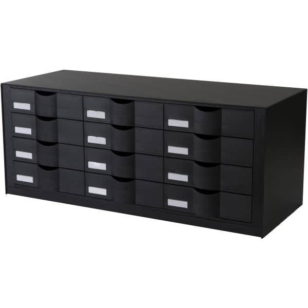 Schubladenelement HxBxT 35x34,2x85,7cm 12 Fächer PS (Polystyrol) schwarz
