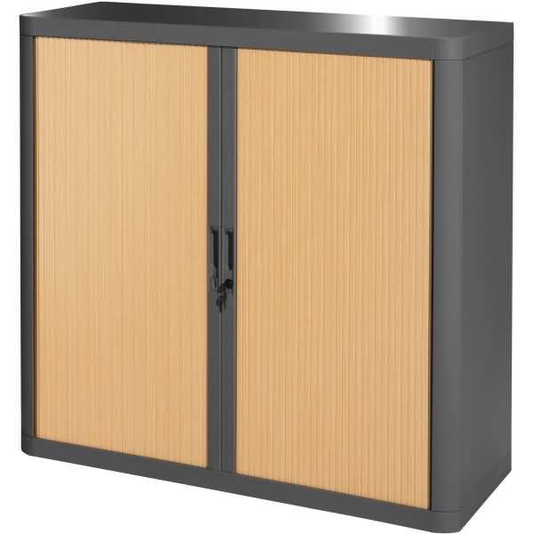 Rollladenschrank easyoffice BxTxH 86x37,5x104cm anthrazit/buche