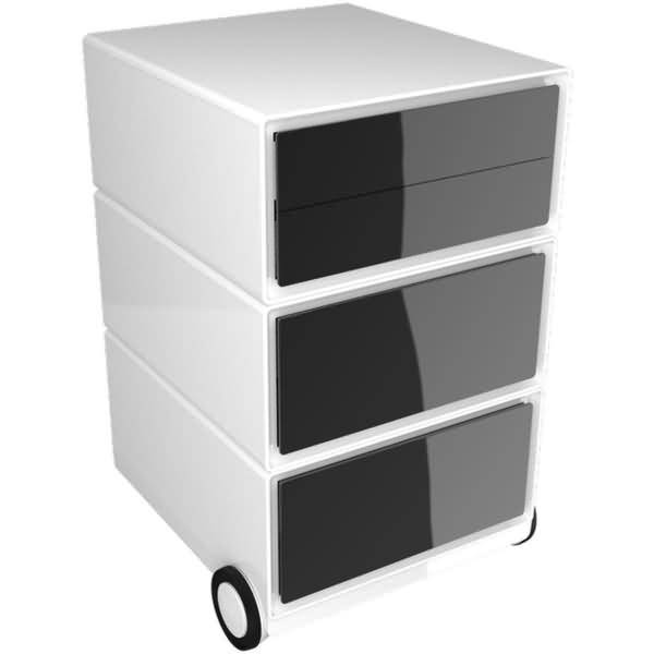 Rollcontainer HxBxT 64,2x39x43,6cm 2 Schubladen/1 Doppelschublade schwarz