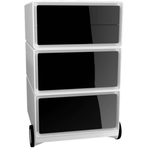 Rollcontainer HxBxT 64,2x39x43,6cm 2 Schubladen/1 Doppelschublade schwarz