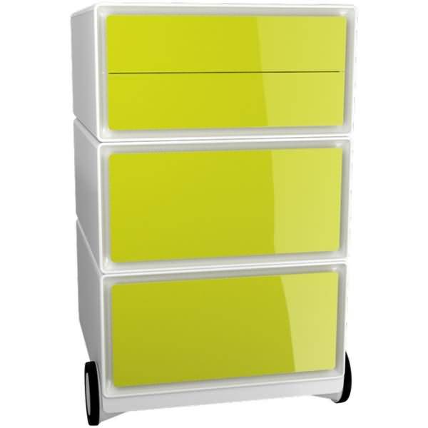 Rollcontainer HxBxT 64,2x39x43,6cm 2 Schubladen/1 Doppelschublade grün