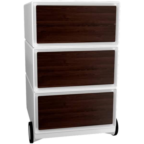 Rollcontainer HxBxT 64,2x39x43,6cm 2 Schubladen/1 Doppelschublade wenge