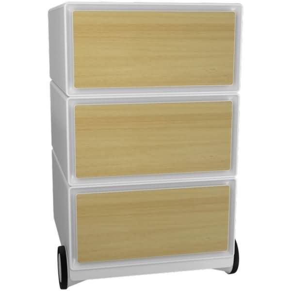 Rollcontainer HxBxT 64,2x39x43,6cm 3 Schübe buche