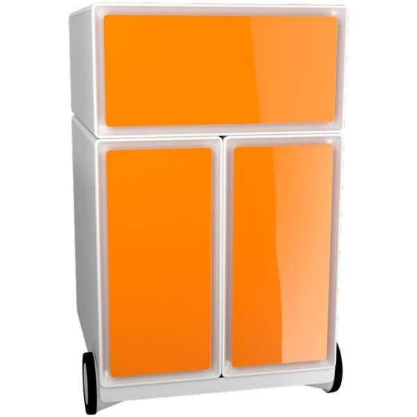 Rollcontainer HxBxT 64,2x39x43,6cm 1 Schublade/2 Hängeregistraturauszüge orange