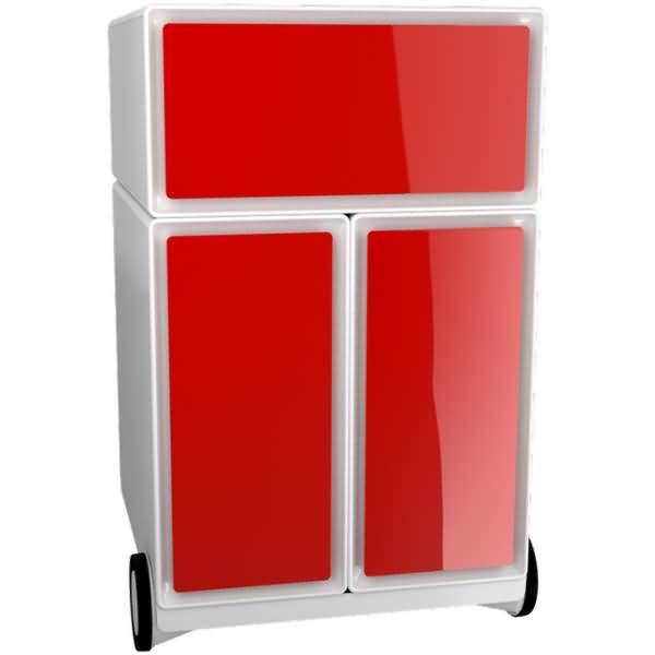 Rollcontainer HxBxT 64,2x39x43,6cm 1 Schublade/2 Hängeregistraturauszüge rot