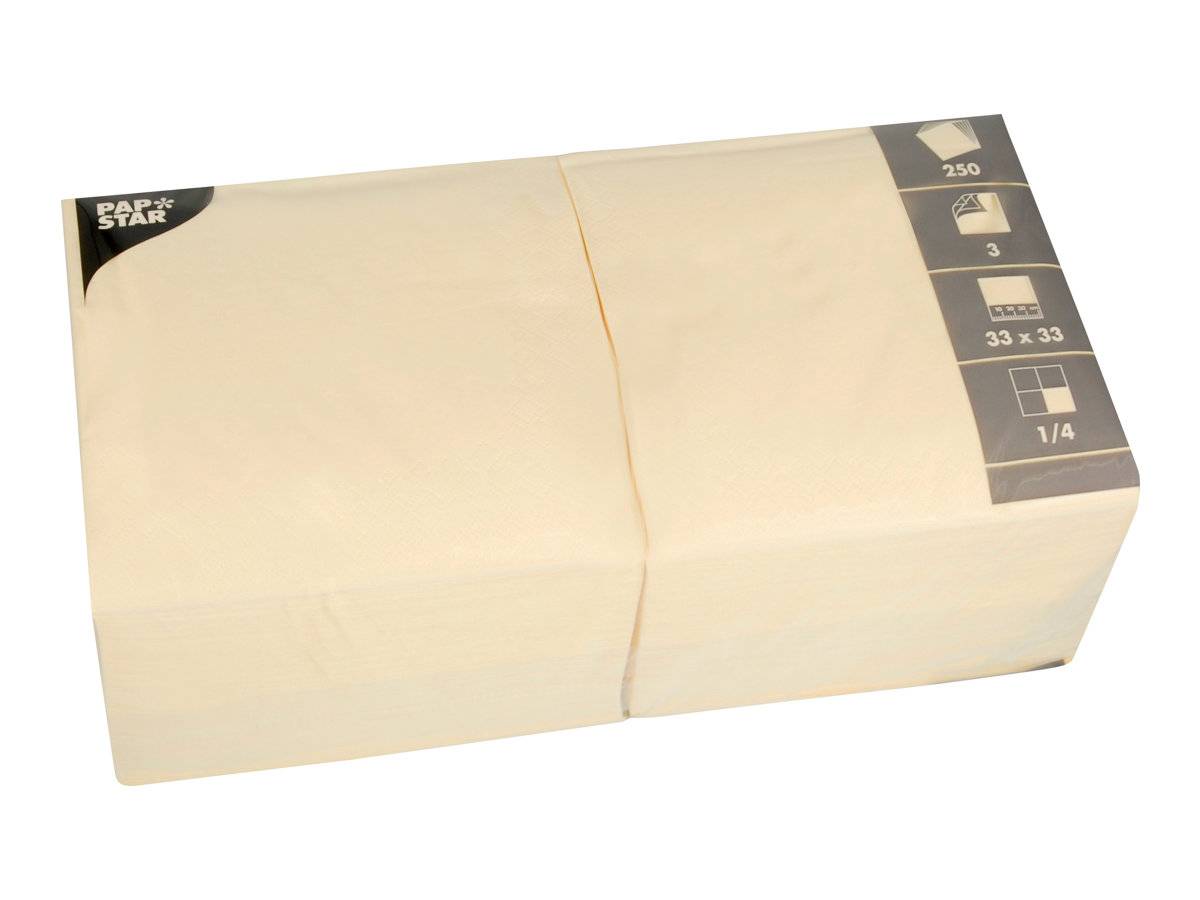 PAPSTAR - Serviette - Grösse 33 x 33 cm - Einweg - Cremefarben (Packung mit 250)