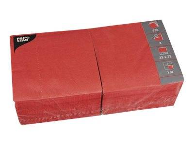 PAPSTAR - Serviette - Grösse 33 x 33 cm - Einweg - Rot (Packung mit 250)