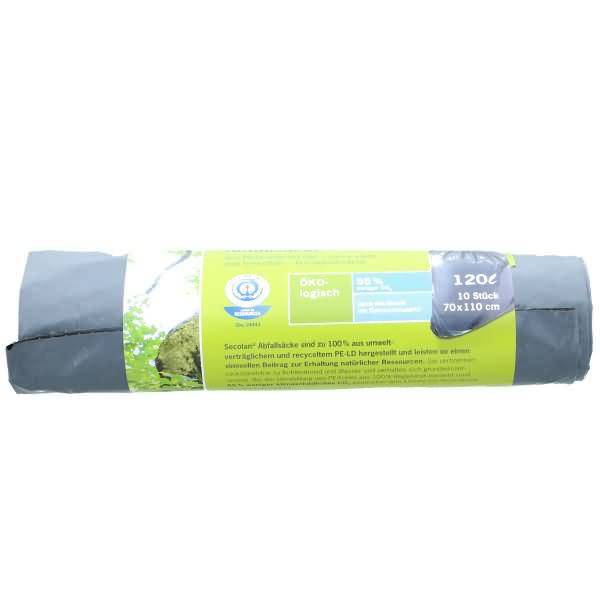 Mülleimerbeutel 120 Liter 43 mic. grau VE=10 Stück