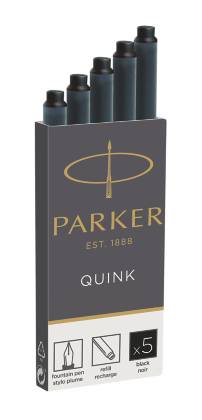 Parker Quink inktpatronen zwart, doos met 5 stuks, Schwarz, Schwarz, 5 Stück(e)
