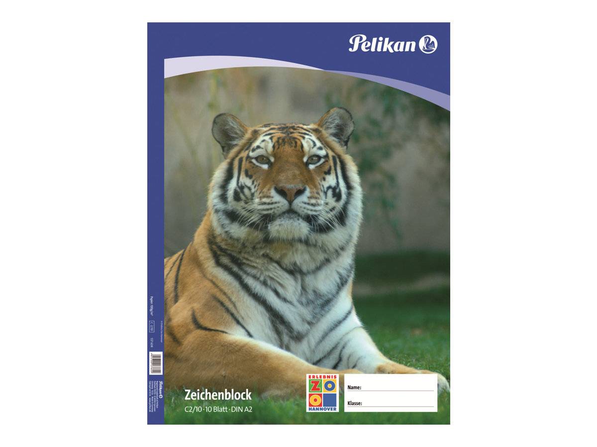 Pelikan Skizzenblock-Umschlag mit einem Tigerfoto, mit dem Text 