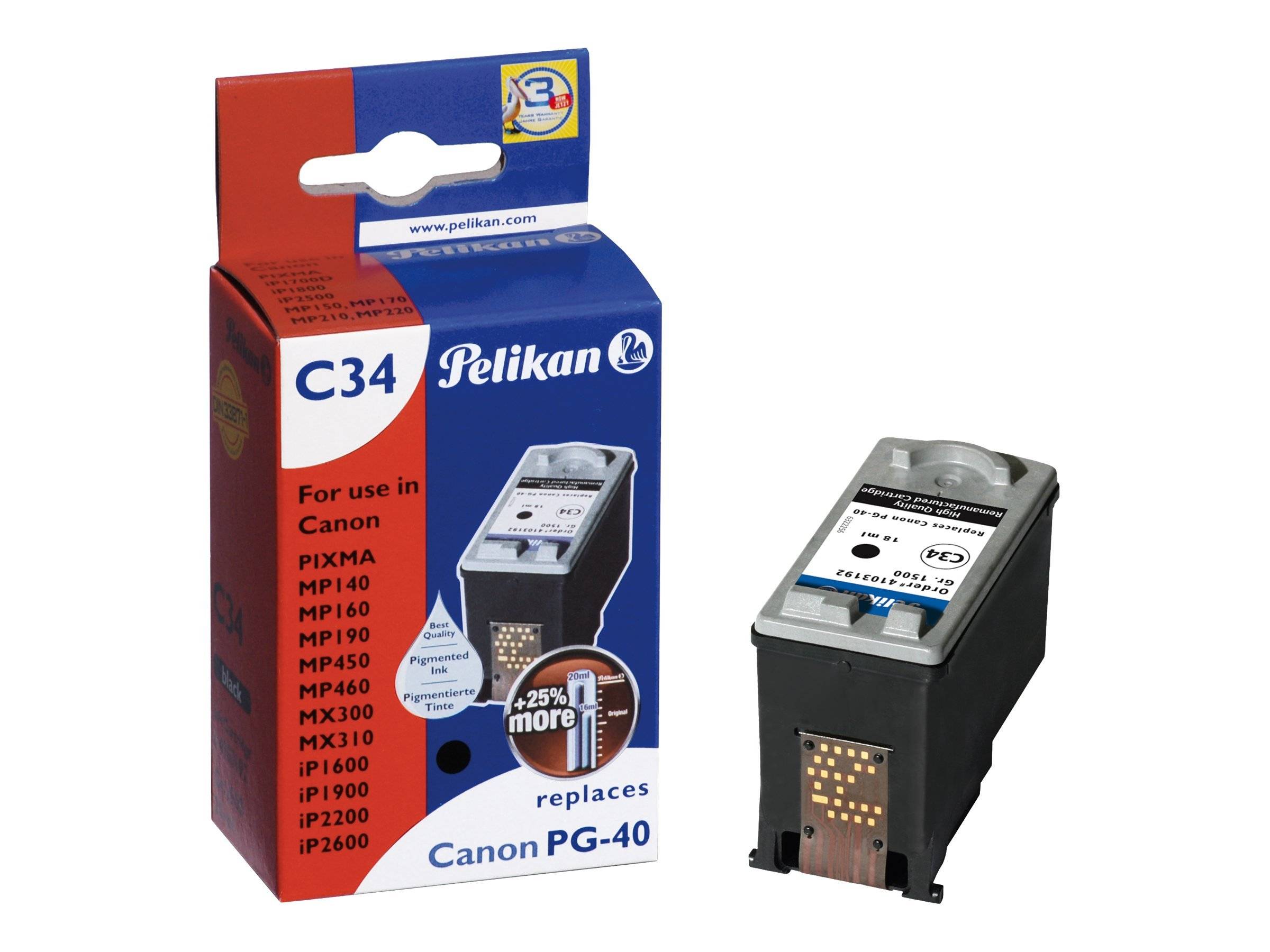 Pelikan C34 - 18 ml - Schwarz - kompatibel - Tintenbehälter (Alternative zu: Canon PG40)