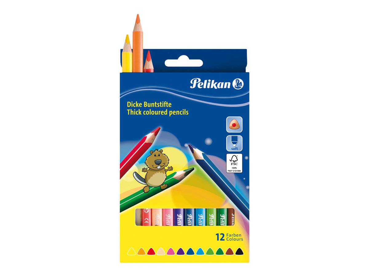 Pelikan BSD12DN - Farbstift - verschiedene Farben - 4 mm (Packung mit 12)