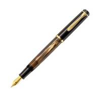 Pelikan M200, Braun, Marmorfarbe, Integriertes Befüllsystem, Rundspitze, Gold, Edelstahl, Fein, Beidhändig