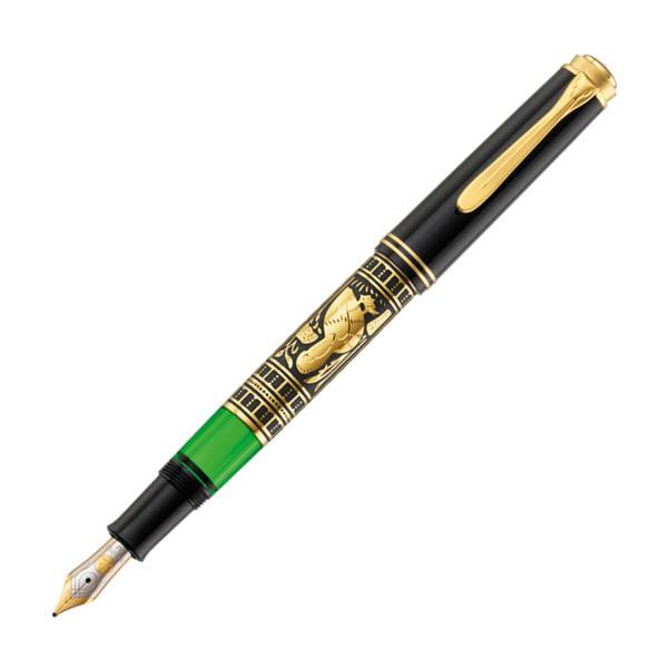 Pelikan Toledo 700, Schwarz, Gold, Grün, Integriertes Befüllsystem, Schwarz, Metall, Gold, Fettdruck
