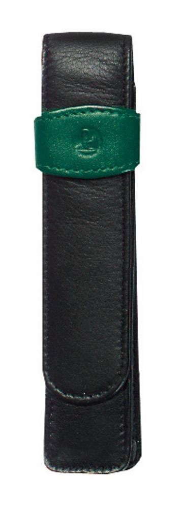 Schreibgeräte-Etui Leder TG 12, Schwarz-Grün