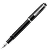 Pelikan P 205, Schwarz, Silber, Kartuschenfüllsystem, Harz, Rundspitze, Edelstahl, Medium