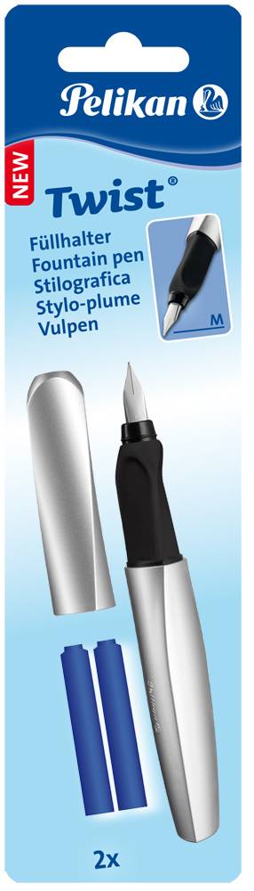 Pelikan 947366, Silber, Kartuschenfüllsystem, Medium, Beidhändig, Deutschland, Sichtverpackung