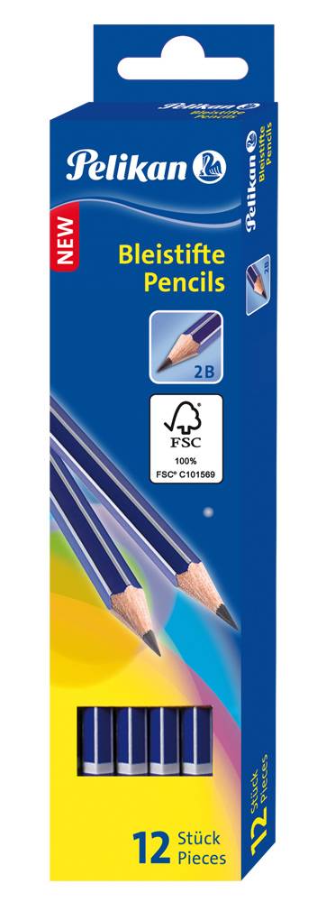 Pelikan 978874, 2B, Blau, Hexagonal, Forest Stewardship Council (FSC), 12 Stück(e)