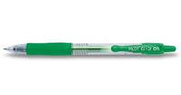 Green Pilot G-2 Gelschreiber auf weißem Hintergrund, horizontal dargestellt mit durchsichtigem Schaft und verschlossenem Stift.