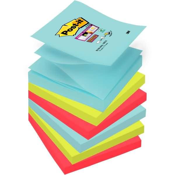 Haftnotizen Super Sticky Z-Notes Miami Collection 76x76mm 6x90 Blatt