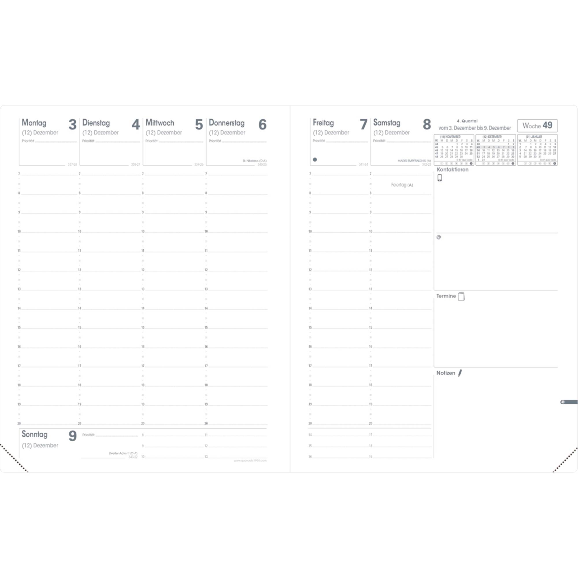 Quo Vadis Kalendereinlage Pre 777 16006Q 21x27cm 1W/2S