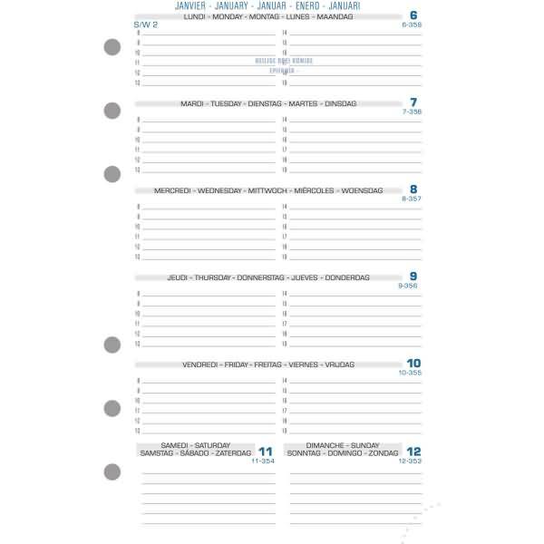 Timer Kalender 1 Woche auf 1 Seite 10,5x17,2cm 2025