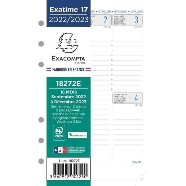 Timer Einlage 1 Woche/ 2 Seiten senkrecht 10,5x17,2cm 2025