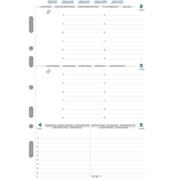 Kalender-Einlage Exatime 21 14,2x21cm 1 Woche/2 Seiten waagrecht 2027