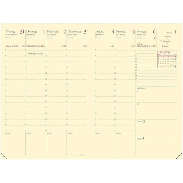 Kalender Geschäftbus Prestige 10x15cm Luna Leder schwarz 2027