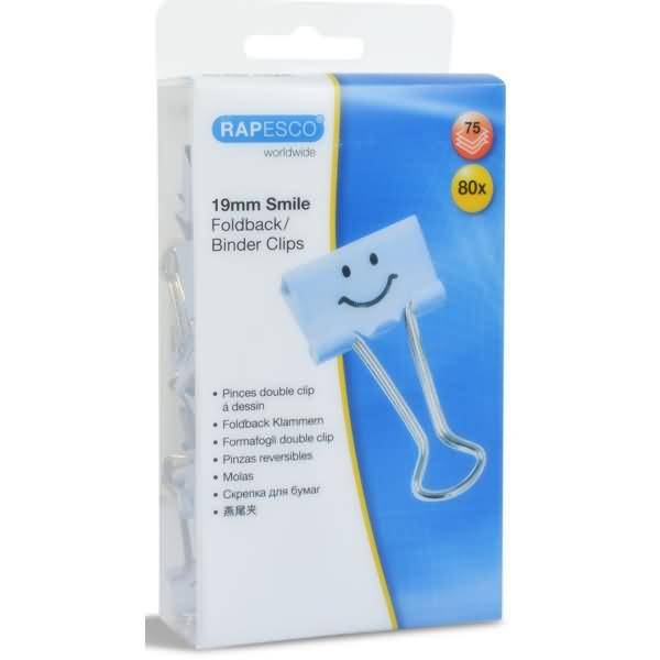 Foldback-Klammern 19mm hellblau Smiley VE=80 Stück