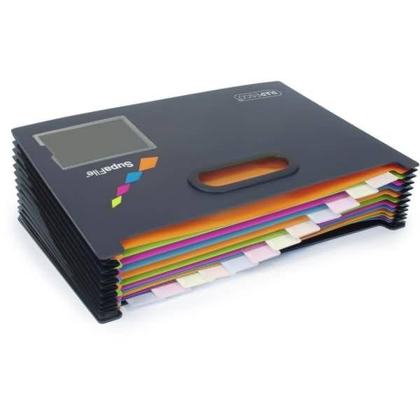 Fächer-Stehsammler Supafile A4 Kunststoff 13 Fächer schwarz/farbig