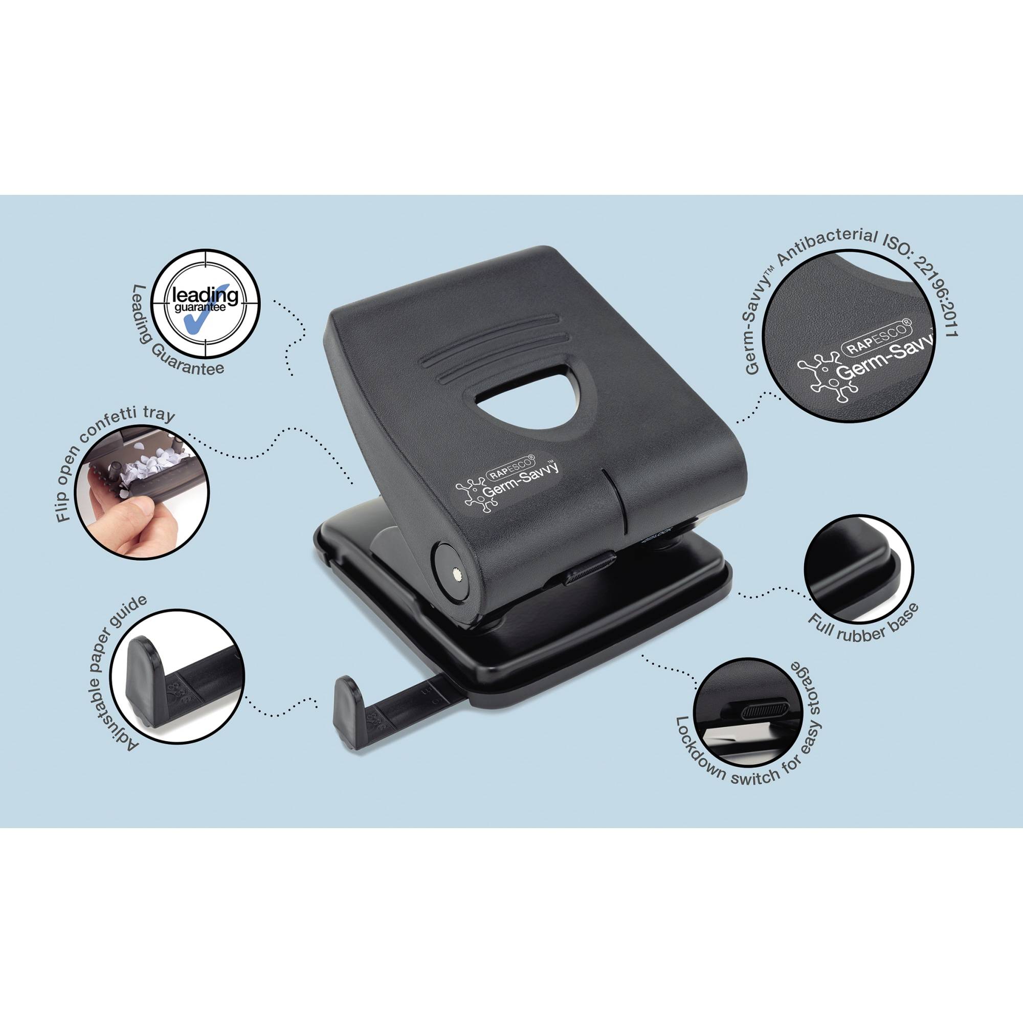 Rapesco Locher 827-P PF827PB2 2fach 30Blatt schwarz