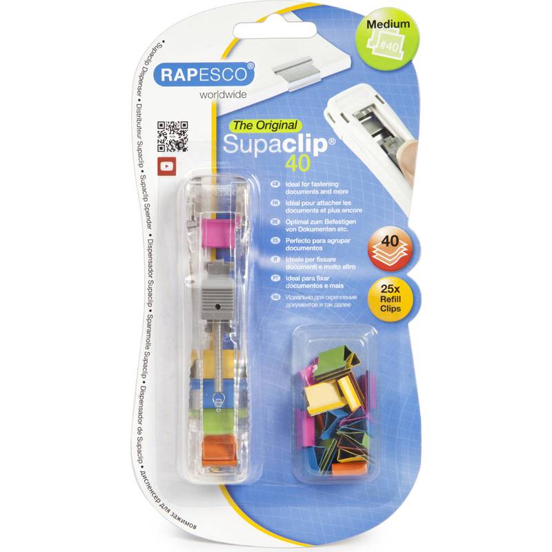 Klammernspender Supaclip 40 transparent incl. 25 Clips sortiert