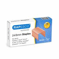 Schachtel Rapesco 24/6mm Heftklammern mit 1000 Heftklammern auf der Verpackung abgebildet.
