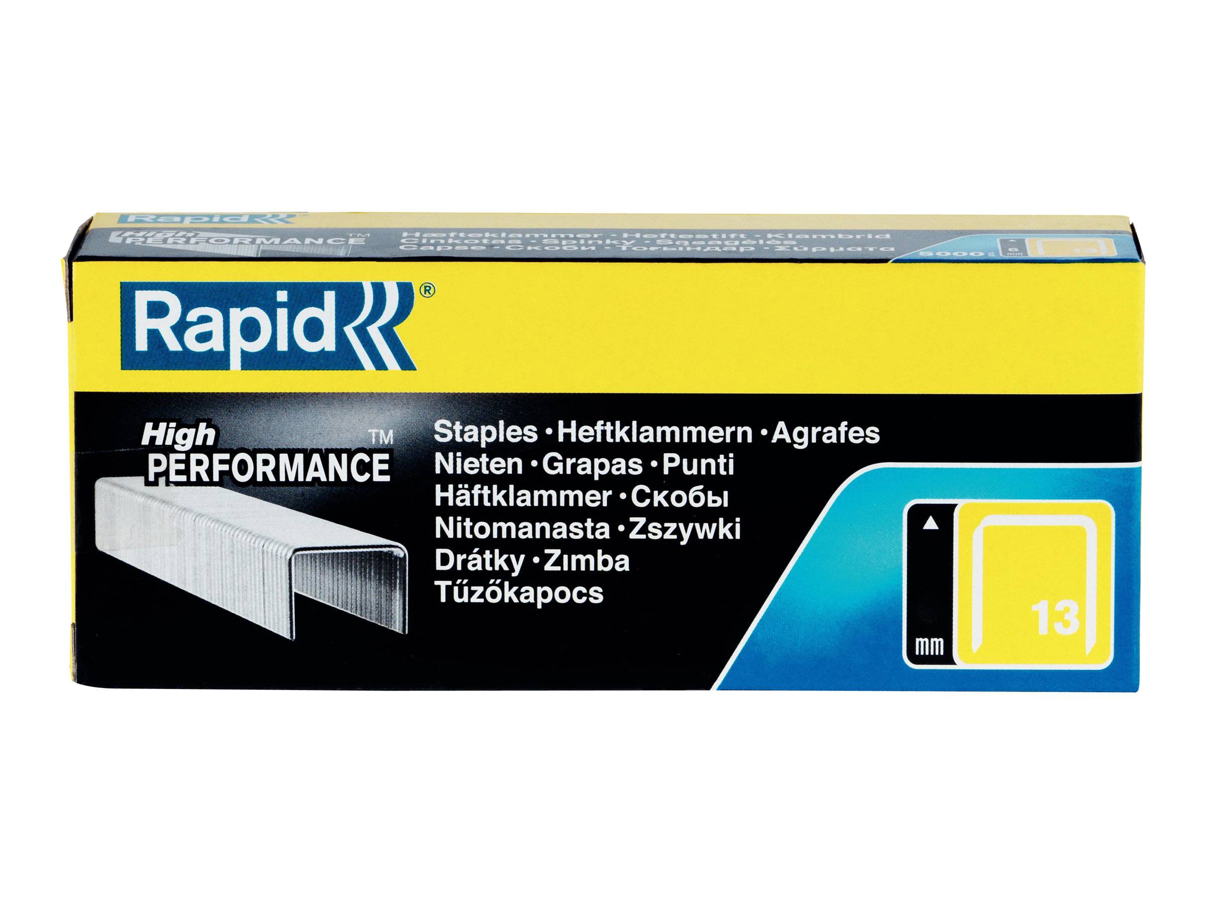 Rapid-Heftklammerbox mit der Aufschrift „High Performance
