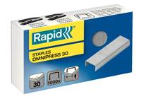 Packung Rapid Staples Omnipress 30 mit Heftklammer-Streifen-Abbildung und 30-Blatt-Kapazitätssymbolen