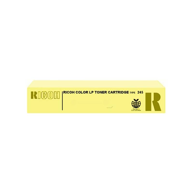 Gelbe Ricoh Farb-LP-Tonerpatronenschachtung mit der Aufschrift „RICOH