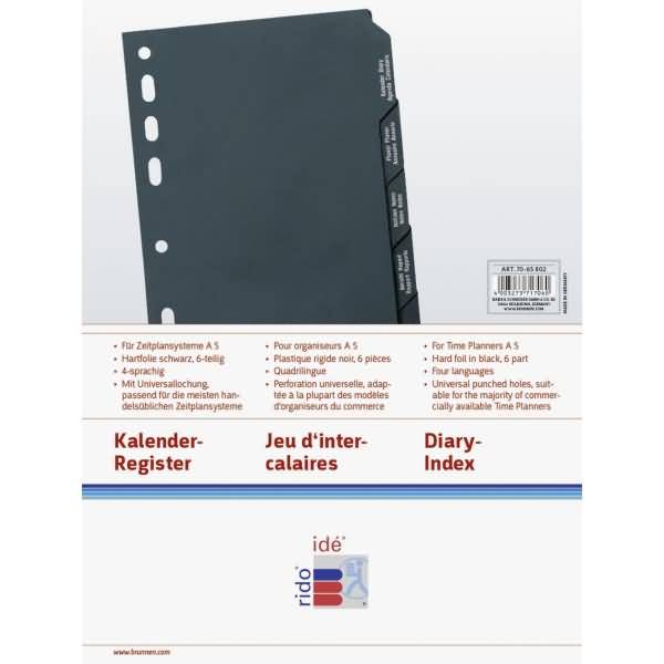 Hauptregister Timing 1 schwarz 6 Blatt