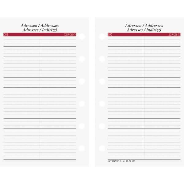 Adressen- und Telefonvordrucke Timing 3 24 Blatt